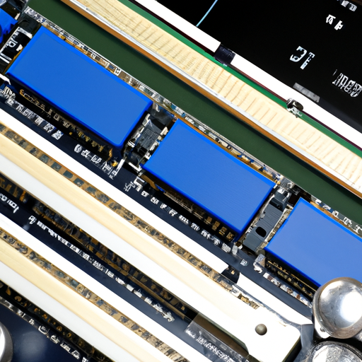 A close-up of open computer ram slots with one filled and three empty