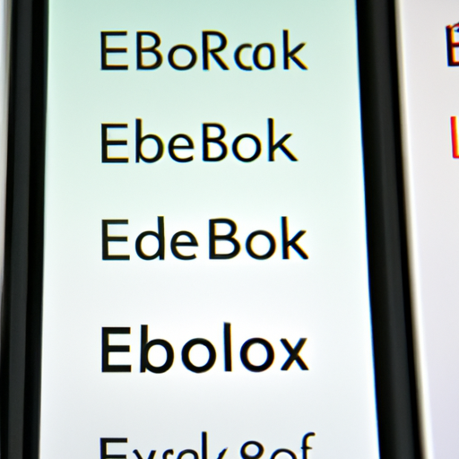 A close-up of the e-readers screen showing a selection of available e-book formats