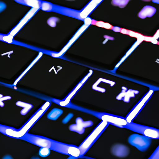 A close-up shot of the m18 laptops keyboard with rgb lighting and the trackpad