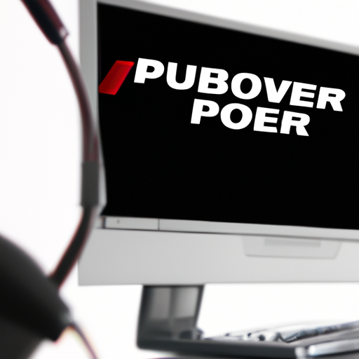 A headset hanging over the corner of a computer monitor with the ibuypower website customer support page onscreen