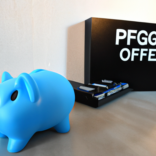 A piggy bank next to a scaled-down model of the mpg velox gaming desktop indicating cost-effectiveness