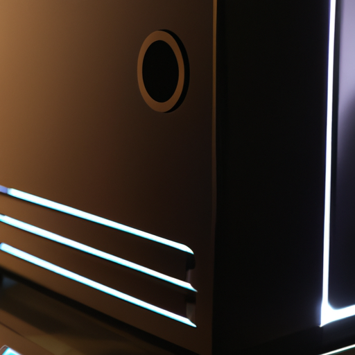 A sleek black hp envy desktop pc with led lighting emphasizing its design features
