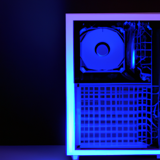 A sleek minimalist computer tower with subtle rgb lighting and a mesh front panel