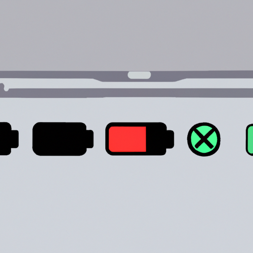 A variety of connectivity ports on the laptop with a battery life icon in the corner