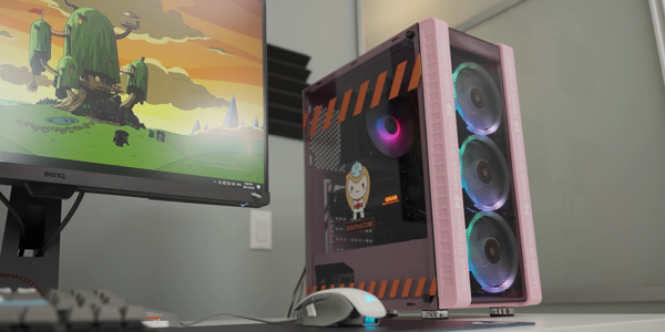 Apevia guardian pink mesh gaming case 1