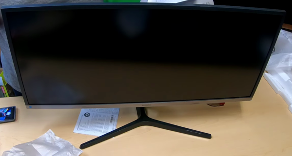 Samsung ls34j550wqnxza ultra wide monitor black full view on desk