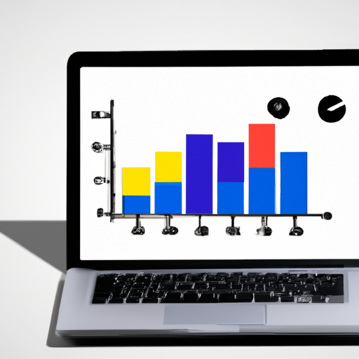 Laptop screen displaying a high-resolution colorful graph representing productivity applications