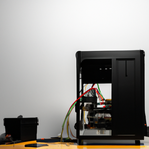 Time-lapse photo of a pc being assembled with all the components laid out